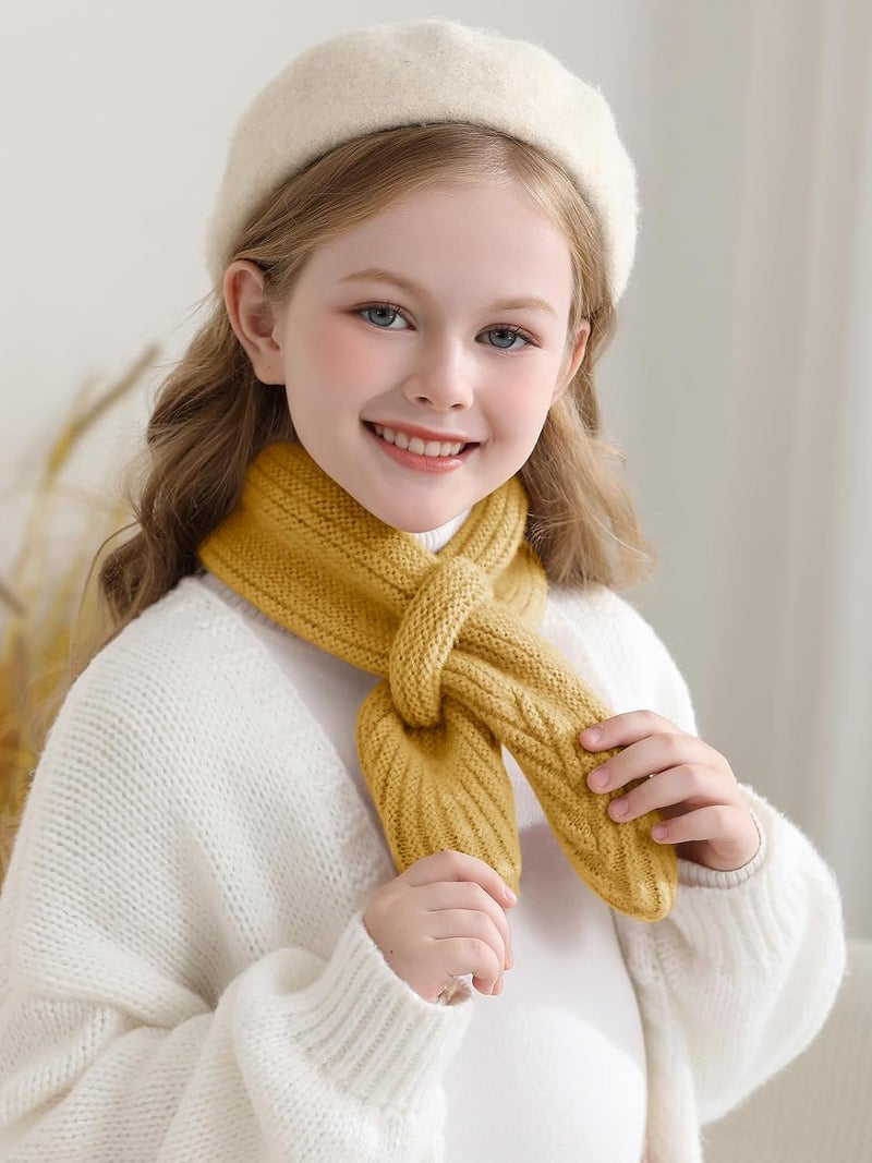 Haloumoning Kids Girls Knit Scarf Toddler Warm Winter Cross Tie Wrap Neck Warmer Cute Scarves 1-14 Years - Image 3